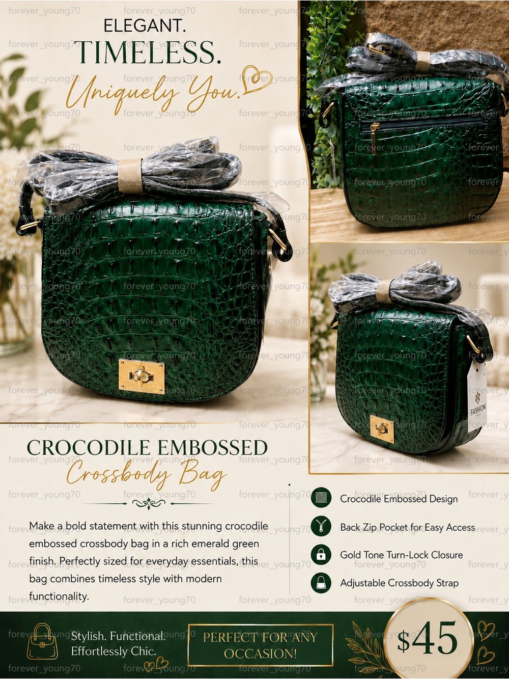 Croc-Embossed Leather Crossbody Bag